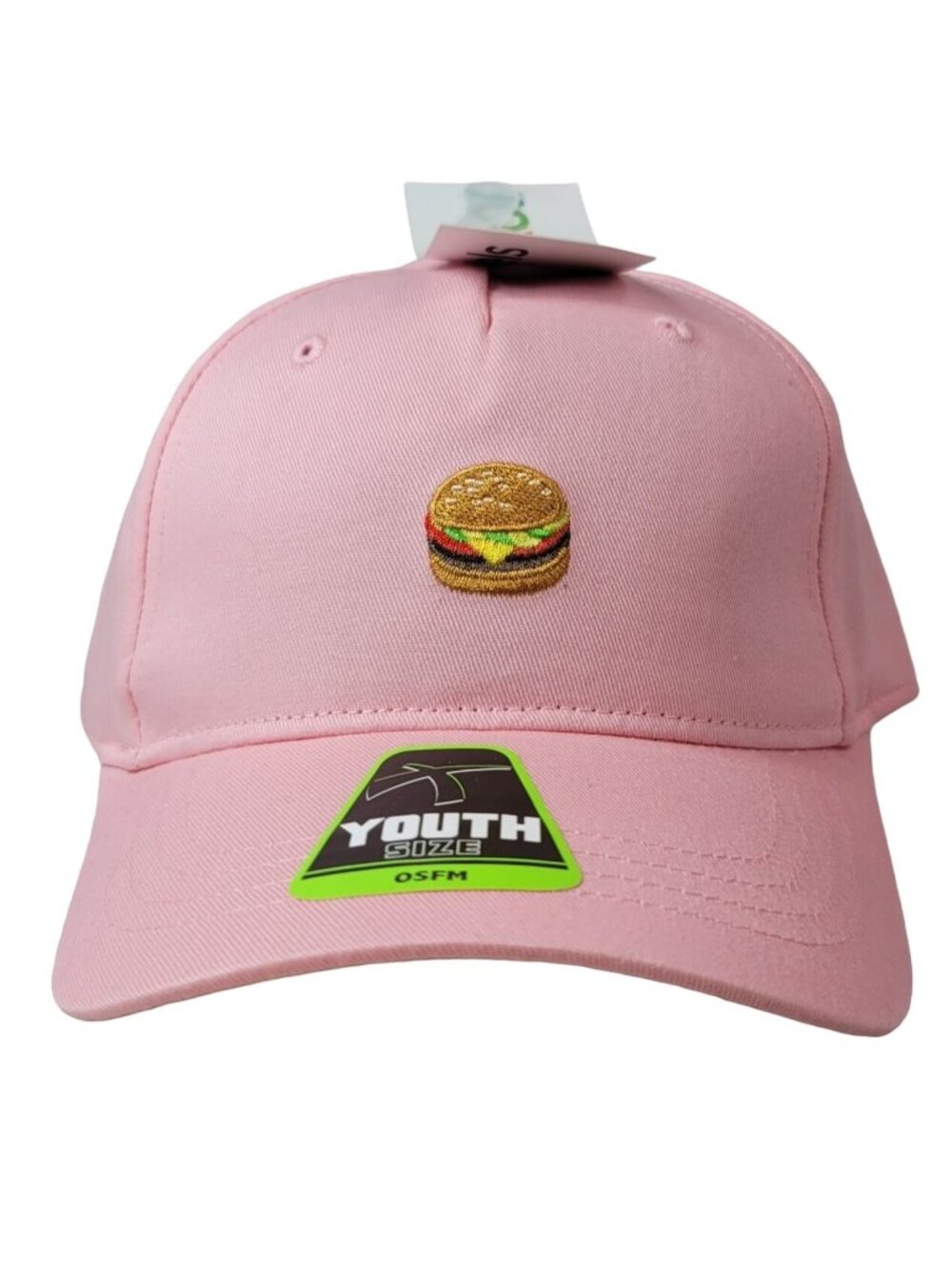 Joy Pixels Hamburger Emoji Hat Pink OS Curved Snapback Baseball Cap Adj NEW